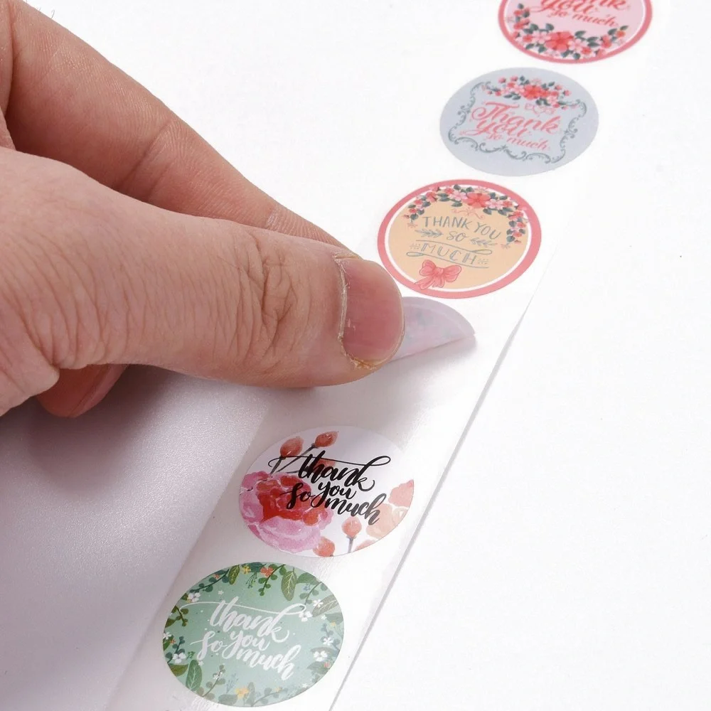 500 Thank You Floral Sticker Roll